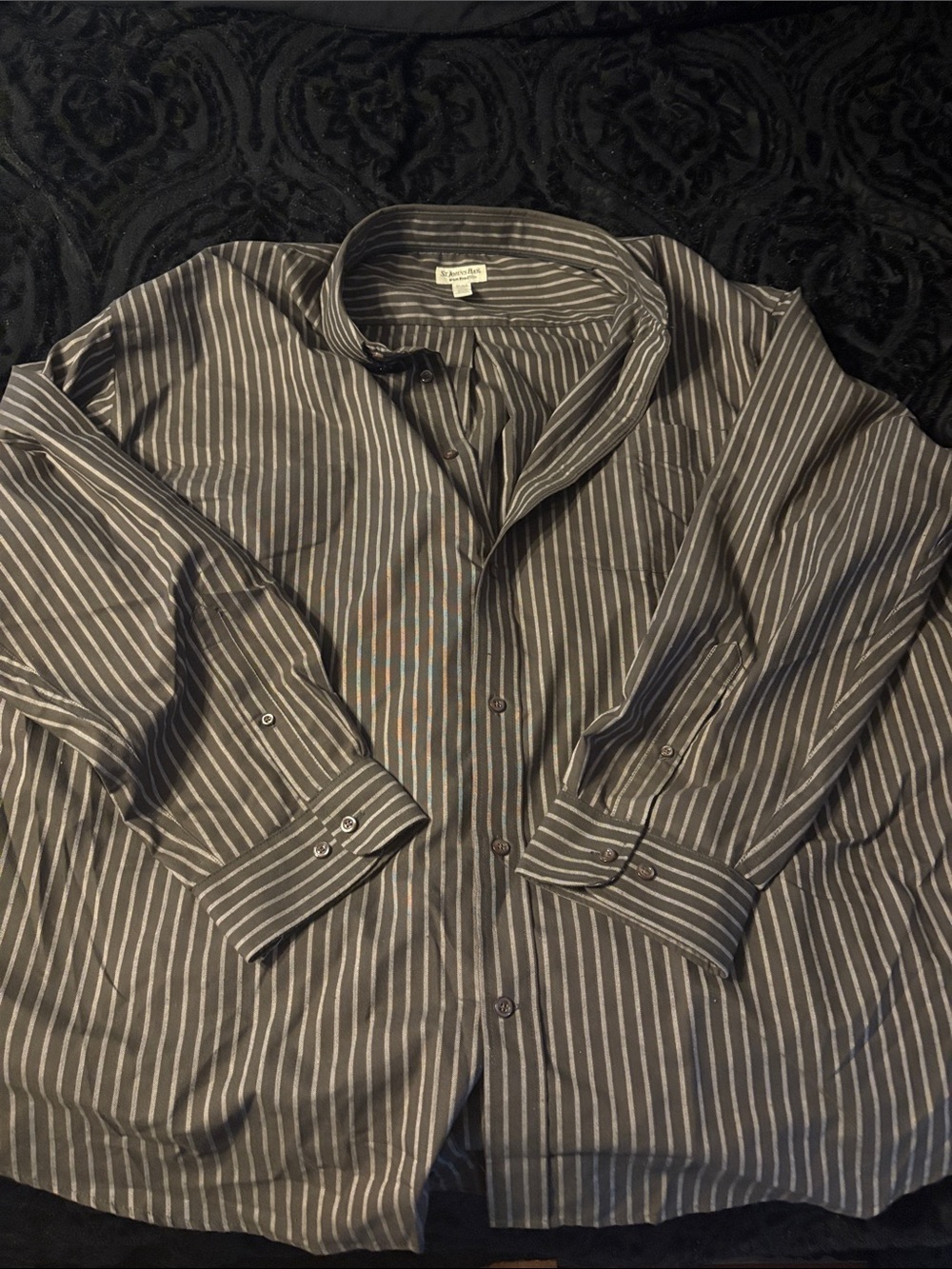 St. John's Bay Men's Gray and White Striped Shirt Jacket